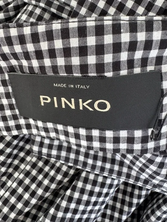 Pinko Black & White Gingham Tie-Waist A-Line Skirt, Asymmetric fabulous style, 4 - Picture 10 of 14